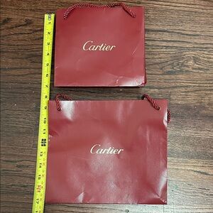 Cartier Red Paper Tote with Gold Logo and Twisted Cord Handles